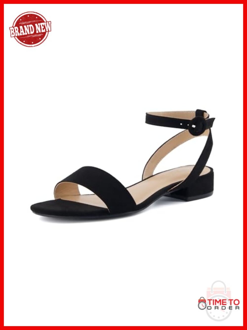 CUSHIONAIRE Women's Low Block Heel Ankle Strap Sandal Vegan Suede